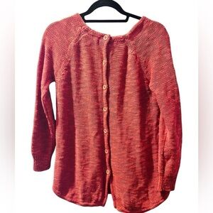 Sparrow Anthropologie Linen Button Back Burnt Orange Tunic Sweater Size Small